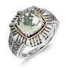 Image 1 : Sterling Silver W/14K Green Quartz Ring