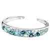 SS SWISS / SKY / LONDON BLUE TOPAZ HINGED CUFF BANGLE - Size 7 (#3986MUL)