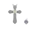 Image 1 : SS WHITE PEARL / DIAMOND CROSS PENDANT (#8234PRL)