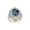 Image 1 : TT STERLING SILVER GOLDPLATED LONDON BLUE TOPAZ / WHITE TOPAZ RING - Size 7 (#10103MUL)