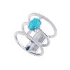 Image 1 : SS TURQUOISE / WHITE TOPAZ RING - Size 7 (#10493MUL1)