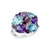 Image 1 : SS AMETHYST / SWISS BLUE TOPAZ / RHODOLITE / WHITE TOPAZ RIN - Size 7 (#8652MUL)