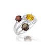 Image 1 : SS CITRINE / SMOKEY QUARTZ / GARNET / DIAMOND RING - Size 7 (#9752MUL1)