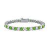 Image 1 : Peridot And Cubic Zirconia Prong Set 10K White Gold Tennis Bracelet 10.00 CT TGW