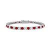 Image 1 : Sterling Silver Round Garnet And Cubic Zirconia Tennis Bracelet 2.00 CT TGW