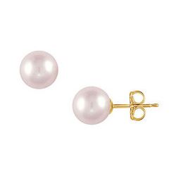 Akoya Cultured Pearl Stud Earrings : 14K Yellow Gold – 11 MM