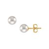 Image 1 : Freshwater Cultured Pearl Stud Earrings : 14K Yellow Gold – 8 MM