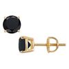 Image 1 : 14K Yellow Gold : Round Black Diamond Stud Earrings – 4.00 CT. TW.