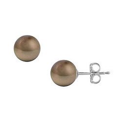 Tahitian Pearl Stud Earrings : 18K White Gold – 11 MM