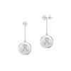 Image 1 : Diamond Breast Cancer Awareness Ribbon Disc Earrings : 14K White Gold - 0.33 CT Diamonds
