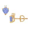 Diamond And Tanzanite Stud Earrings : 14K Yellow Gold - 2.04 CT TGW
