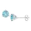 14K White Gold Martini Style Aquamarine Stud Earring With 2.00 CT TGW