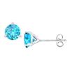 14K White Gold Martini Style Blue Topaz Stud Earrings With 2.00 CT TGW