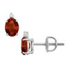 Diamond And Garnet Stud Earrings : 14K White Gold - 2.04 CT TGW