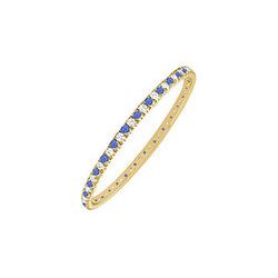 Sapphire And Diamond Eternity Bangle : 14K Yellow Gold - 2.00 CT TGW