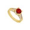 Image 1 : Ruby And Diamond Engagement Ring : 14K Yellow Gold - 1.00 CT TGW