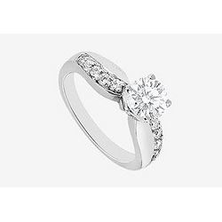 Diamond Engagement Ring With Cubic Zirconia In 14K White Gold 1.25 Carat TGW