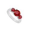 Image 1 : Three Stone Ruby Ring : 14K White Gold - 0.75 CT TGW