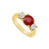 Image 1 : Three Stone Ruby And Diamond Ring : 14K Yellow Gold - 0.75 CT TGW