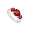 Image 1 : Three Stone Ruby Ring : 14K White Gold - 1.25 CT TGW