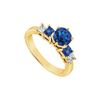 Diamond And Sapphire Engagement Ring : 14K Yellow Gold - 1.50 CT TGW