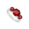 Image 1 : Three Stone Ruby Ring : 14K White Gold - 3.00 CT TGW