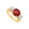 Image 1 : Three Stone Ruby And Diamond Ring : 14K Yellow Gold - 3.00 CT TGW