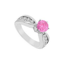 Pink Sapphire Ring : 14K White Gold - 1.75 CT TGW