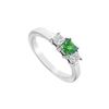 Image 1 : Three Stone Emerald Diamond Engagement Ring : 14K White Gold - 1.00 CT TGW