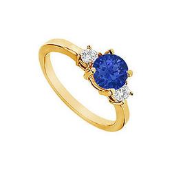 Sapphire And Diamond Engagement Ring : 14K Yellow Gold - 1.25 CT TGW