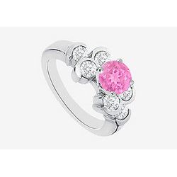 14K White Gold Engagement Ring In Pink Sapphire And Diamond 1.20 Carat TGW