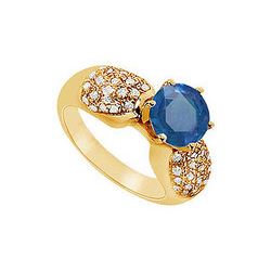 Sapphire And Diamond Engagement Ring : 14K Yellow Gold - 1.50 CT TGW