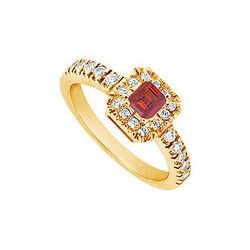 Ruby And Diamond Engagement Ring : 14K Yellow Gold - 0.50 CT TGW