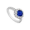 Sapphire And Diamond Halo Engagement Ring : 14K White Gold - 1.30 CT TGW