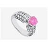 14K White Gold Diamond And Pink Sapphire Engagement Ring 1.80 Carat TGW