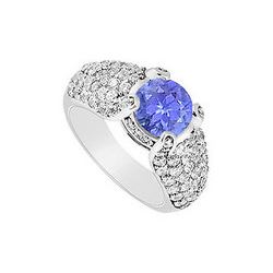 Tanzanite And Diamond Engagement Ring : 14K White Gold - 2.00 CT TGW