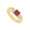 Image 1 : Three Stone Ruby And Diamond Ring : 14K Yellow Gold - 0.33 CT TGW