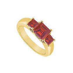 Three Stone Ruby Ring : 14K Yellow Gold - 0.50 CT TGW