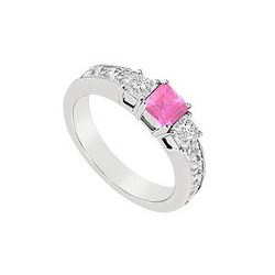 Pink Sapphire And Diamond Ring : 14K White Gold - 1.00 CT TGW