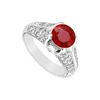 Image 1 : Ruby And Diamond Engagement Ring : 14K White Gold - 1.00 CT TGW