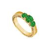 Image 1 : Emerald Three Stone Ring : 14K Yellow Gold - 0.33 CT TGW