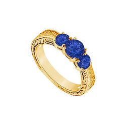 Sapphire Three Stone Ring : 14K Yellow Gold - 0.33 CT TGW