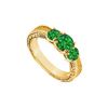 Image 1 : Emerald Three Stone Ring : 14K White Gold - 0.50 CT TGW