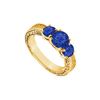 Image 1 : Sapphire Three Stone Ring : 14K Yellow Gold - 0.75 CT TGW