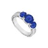 Image 1 : Sapphire Three Stone Ring : 14K White Gold - 1.25 CT TGW