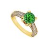 Image 1 : Emerald And Diamond Engagement Ring : 14K Yellow Gold - 1.25 CT TGW