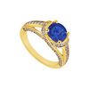 Image 1 : Sapphire And Diamond Engagement Ring : 14K Yellow Gold - 1.00 CT TGW