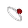 Image 1 : 14K White Gold : Ruby And Diamond Engagement Ring 0.75 CT TGW
