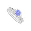 Tanzanite And Diamond Engagement Ring With Wedding Band Set : 14K White Gold - 0.80 CT TGW