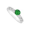 Emerald And Diamond Engagement Ring : 14K White Gold - 0.75 CT TGW